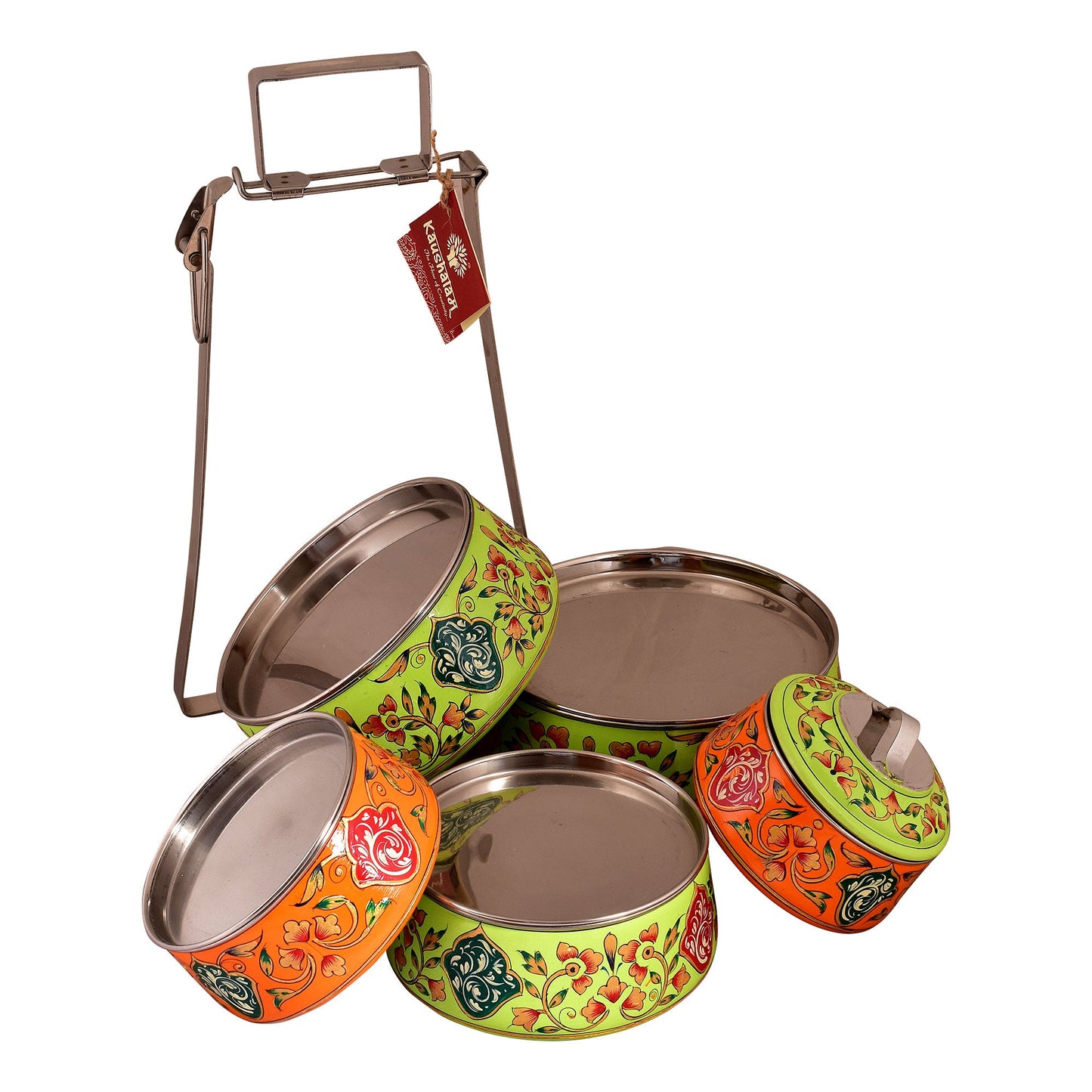 Hand Painted 5 Tier Pyramid Tiffin: Zoya