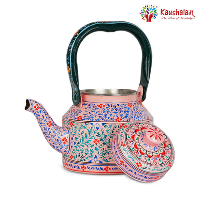 "Pink City" - Hand painted Tea set with Tea Cart