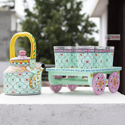 "Habibi" - Hand painted Tea set with tea trolley