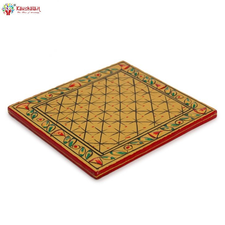 Hand Painted Coasters set of 6 with holder - Golden Mughal Art