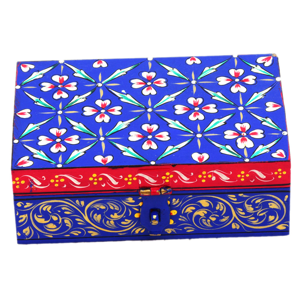 Hand painted Rectangular Wooden Box : Cool Blue Box