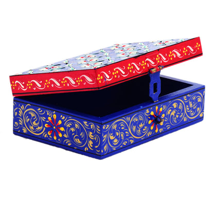 Hand painted Rectangular Wooden Box : Cool Blue Box