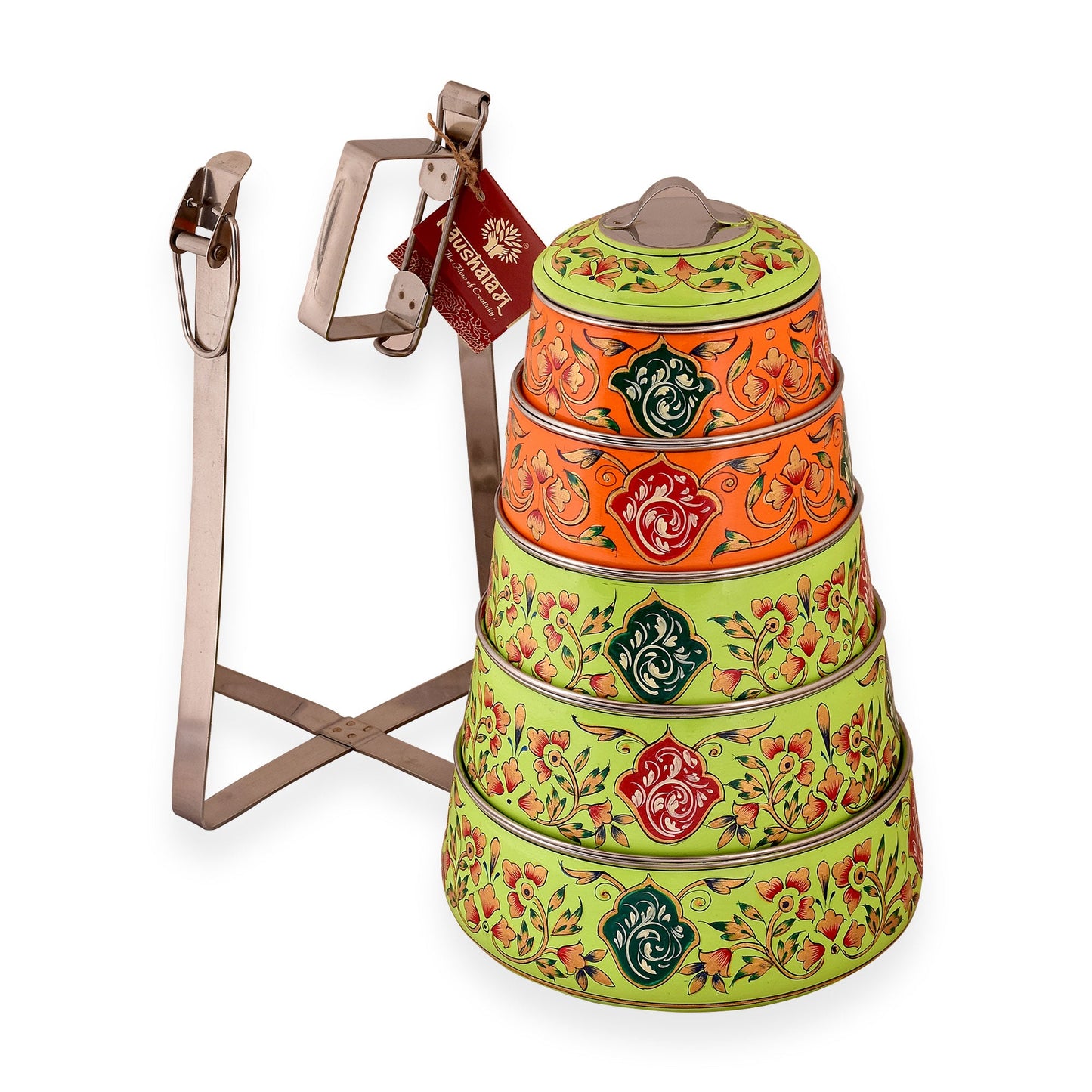 Hand Painted 5 Tier Pyramid Tiffin: Zoya