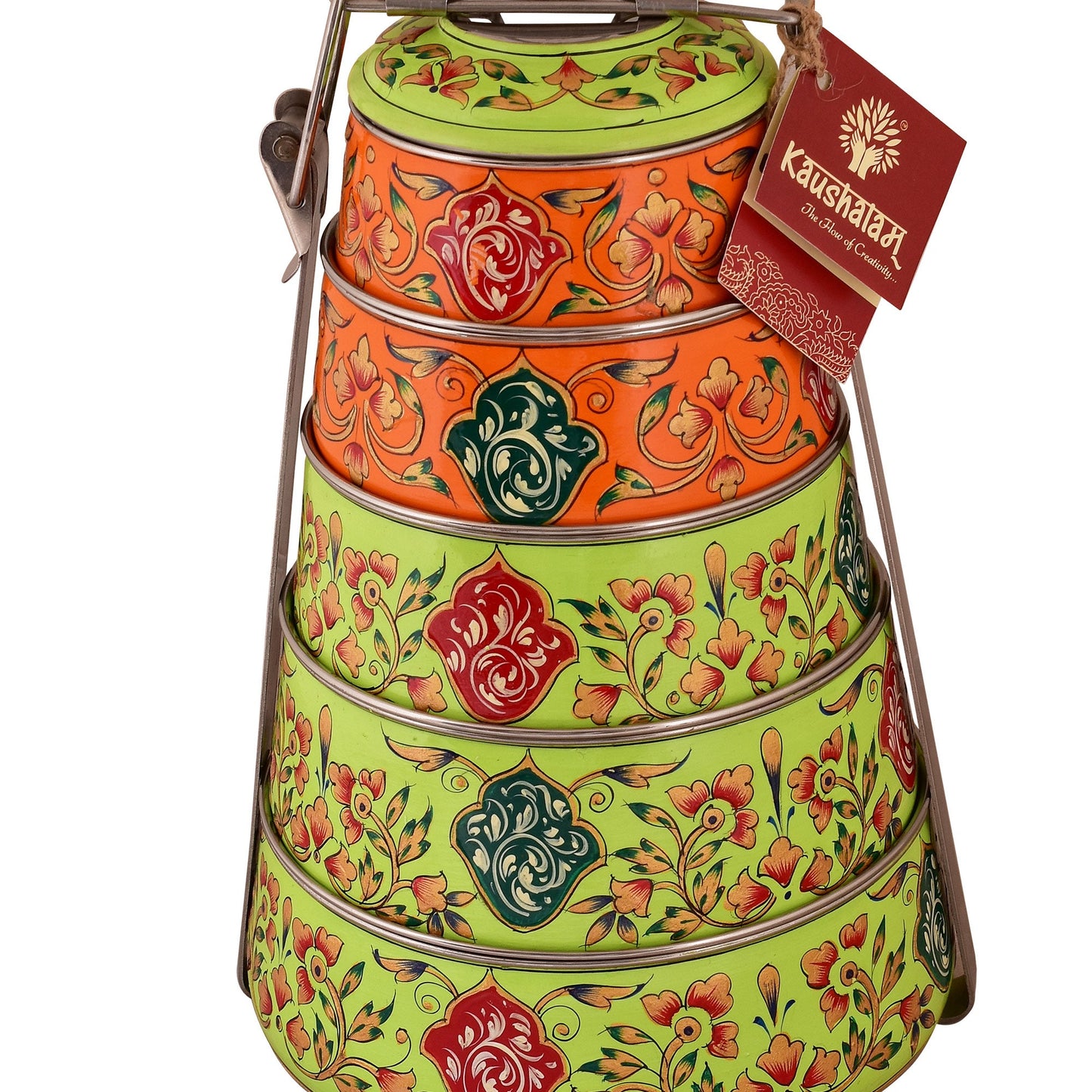 Hand Painted 5 Tier Pyramid Tiffin: Zoya