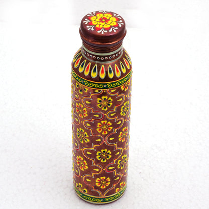 Hand Painted Copper Water Bottle- Copper with Crystals