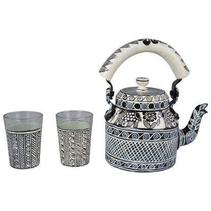 Tea kettle With Two Tea Glasses :  Tango Tea Set Black & White