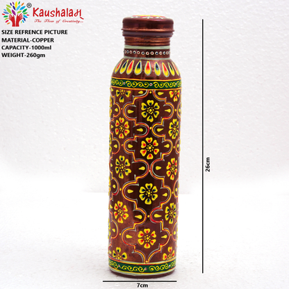 Hand Painted Copper Water Bottle- Copper with Crystals