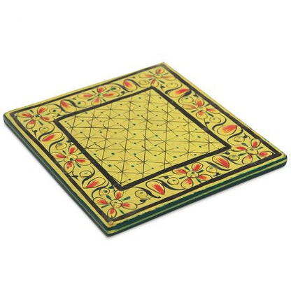 Hand Painted Coasters - Subtle Lemon , Mughal Art