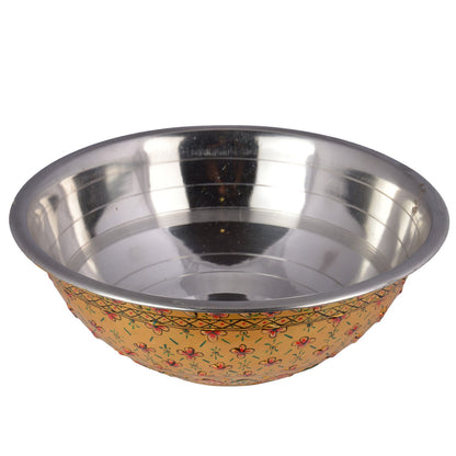 Kaushalam's hand painted serving Salad bowl: Golden