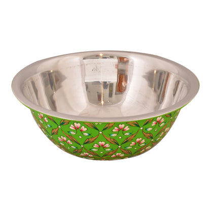 Hand painted Serving Bowl: Green Salad Bowl