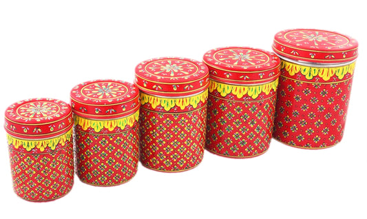 CANISTER SET OF 5 RANGOLI