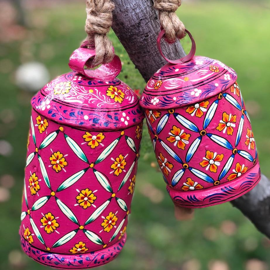 hand painted cow bells - Hanging bells set of 2