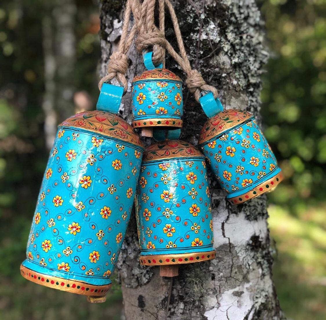 hand painted cow bells - Hanging bells set of  4