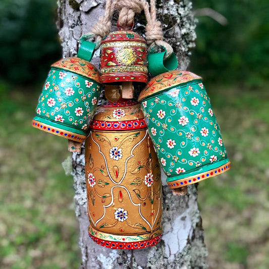 hand painted cow bells - Hanging bells set of  4