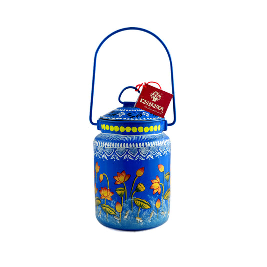 HANDPAINTED MILK BUCKET - BLUE