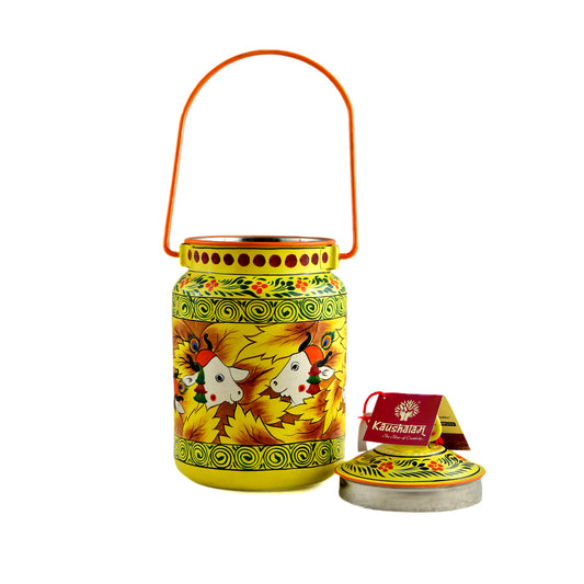 HAND PAINTED MILK BUCKET - LEMON YELLOW