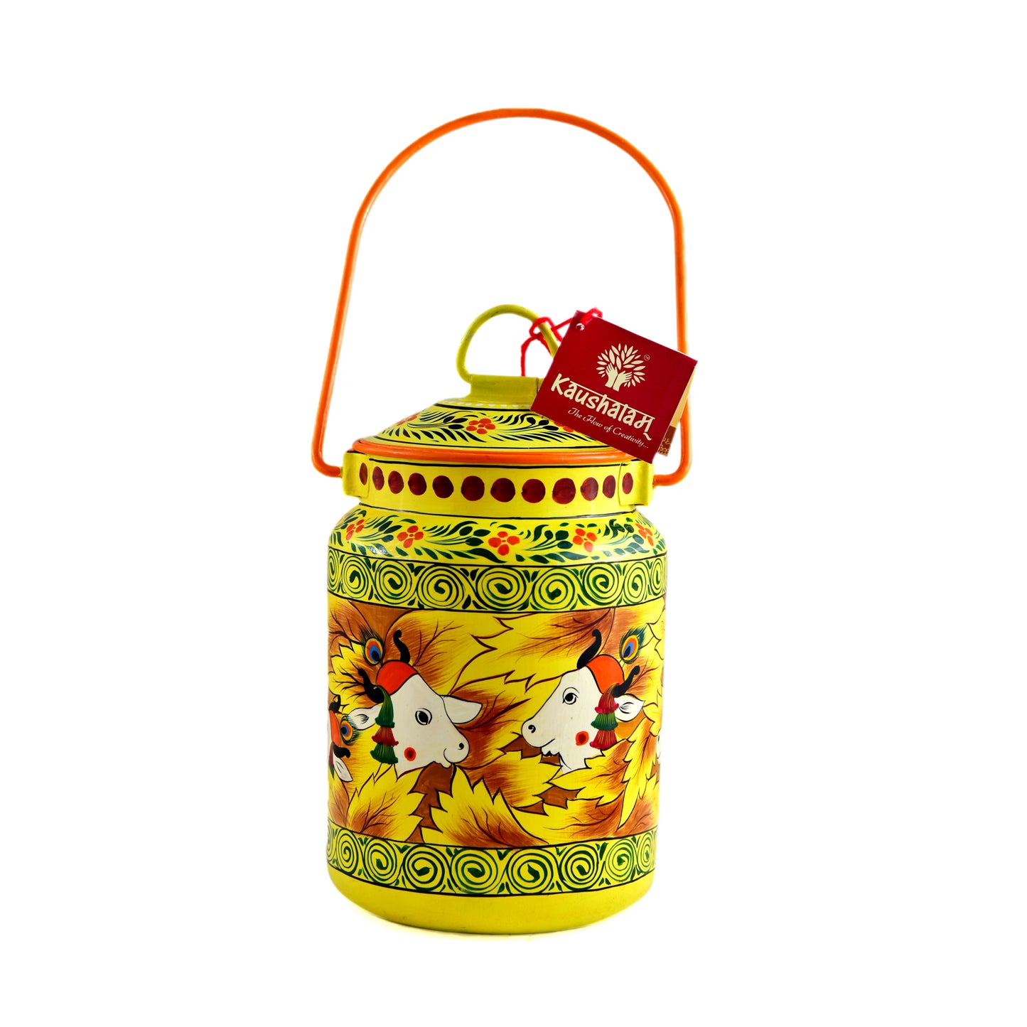 HAND PAINTED MILK BUCKET - LEMON YELLOW