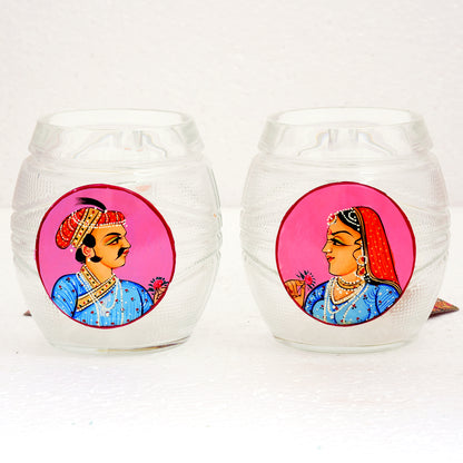 Hand Painted Beer Mugs set of 2: King & Queen Pink