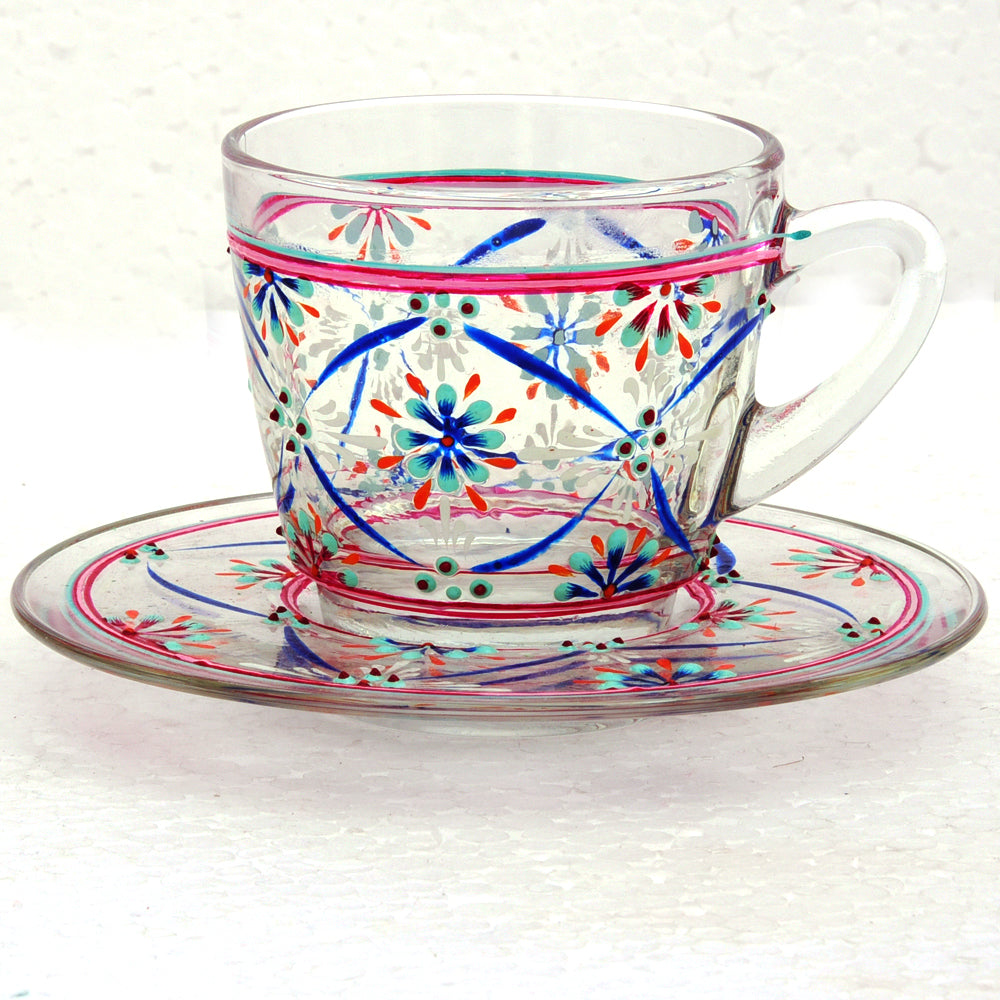 Hand Painted Cup & Saucer set of 6