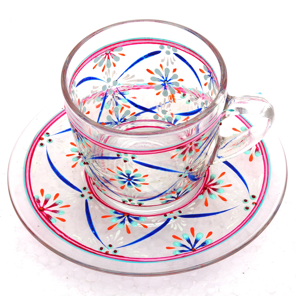 Hand Painted Cup & Saucer set of 6