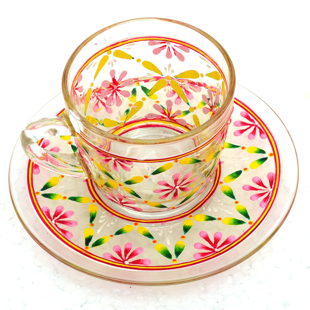 Hand Painted Cup & Saucers set of 6: Sunshine