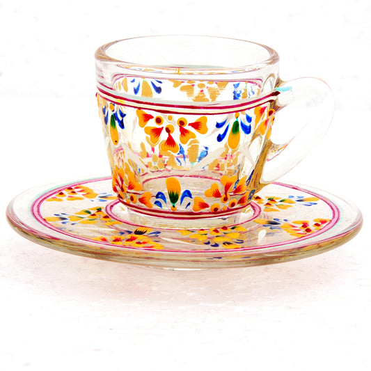 Hand Painted Cup & Saucers set of 6