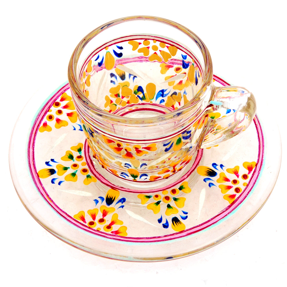 Hand Painted Cup & Saucers set of 6