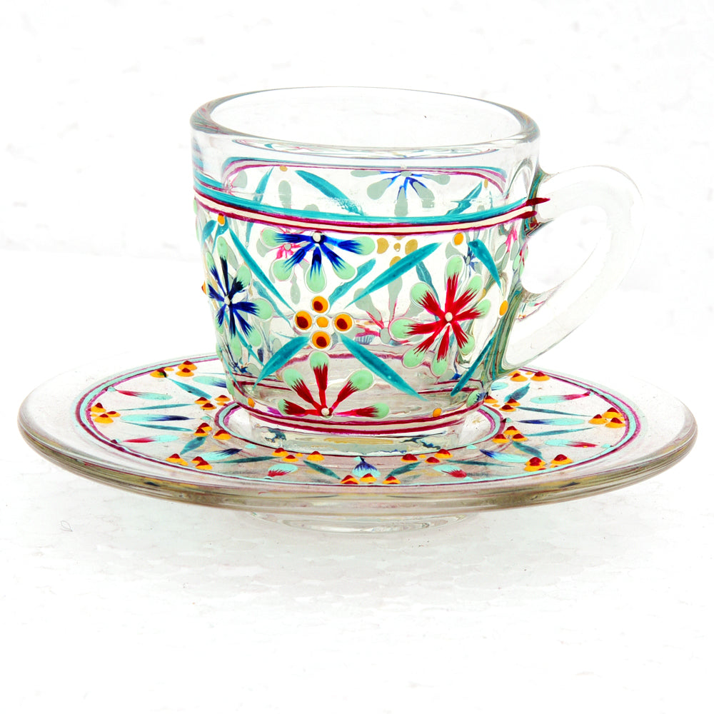 Hand Painted Cup & Saucers set of 6