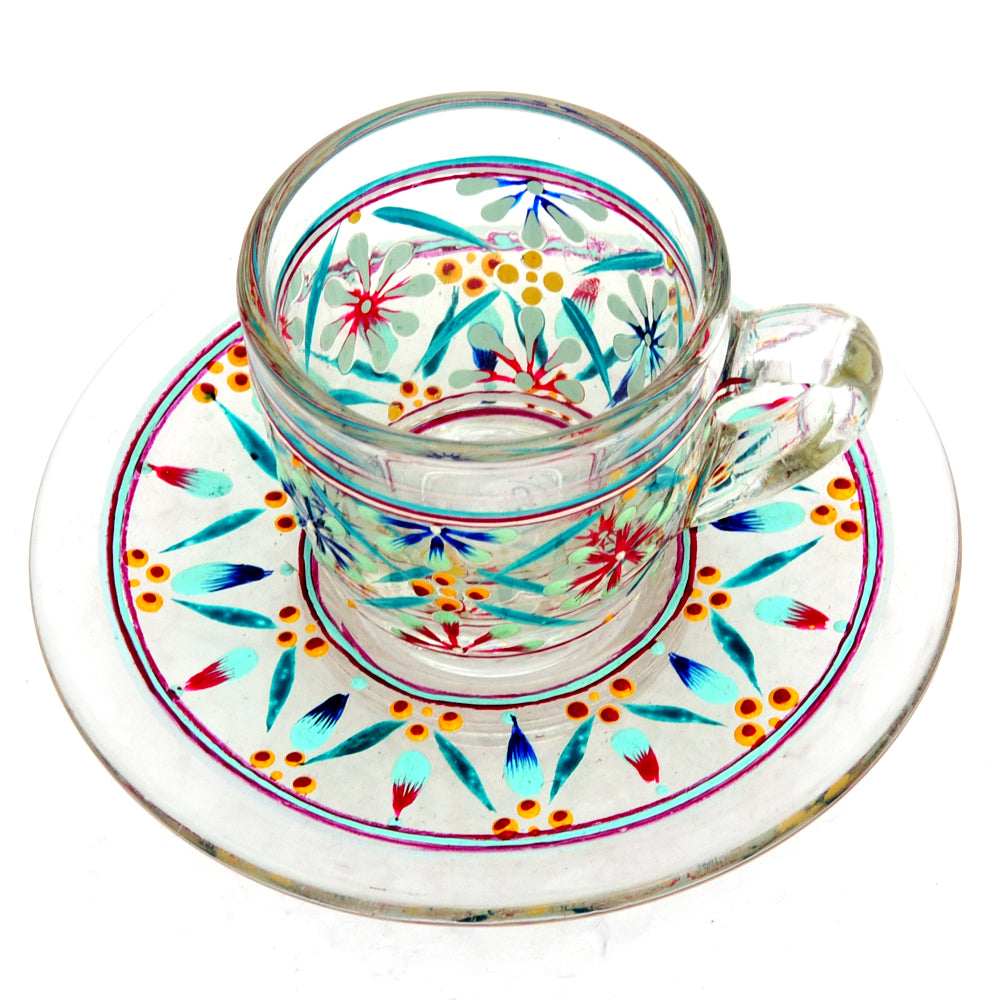 Hand Painted Cup & Saucers set of 6