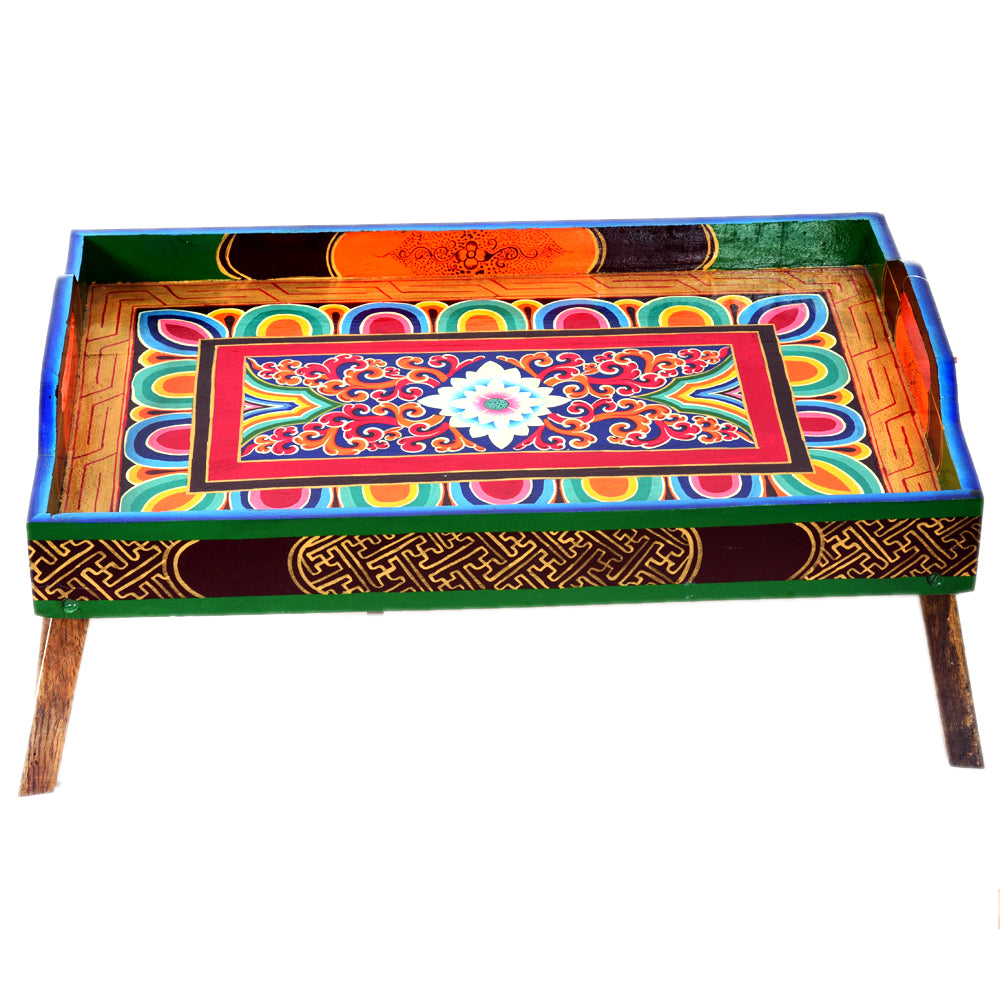 Hand Painted folding Table cum Tray - Ladakhi Art