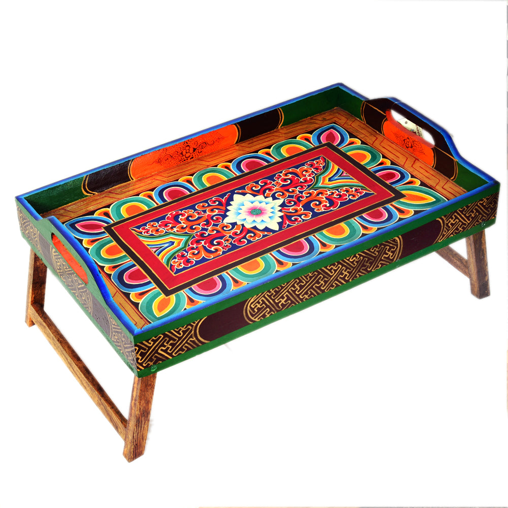 Hand Painted folding Table cum Tray - Ladakhi Art