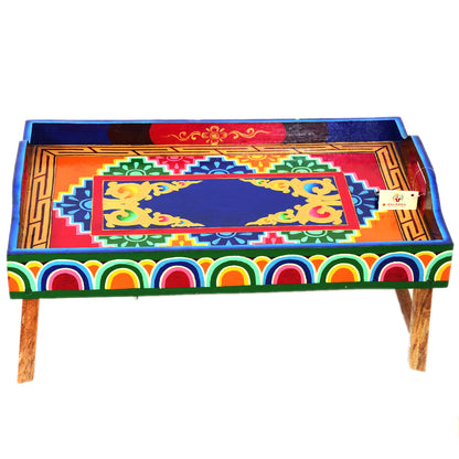 Hand Painted folding Table cum Tray - Ladakhi Art