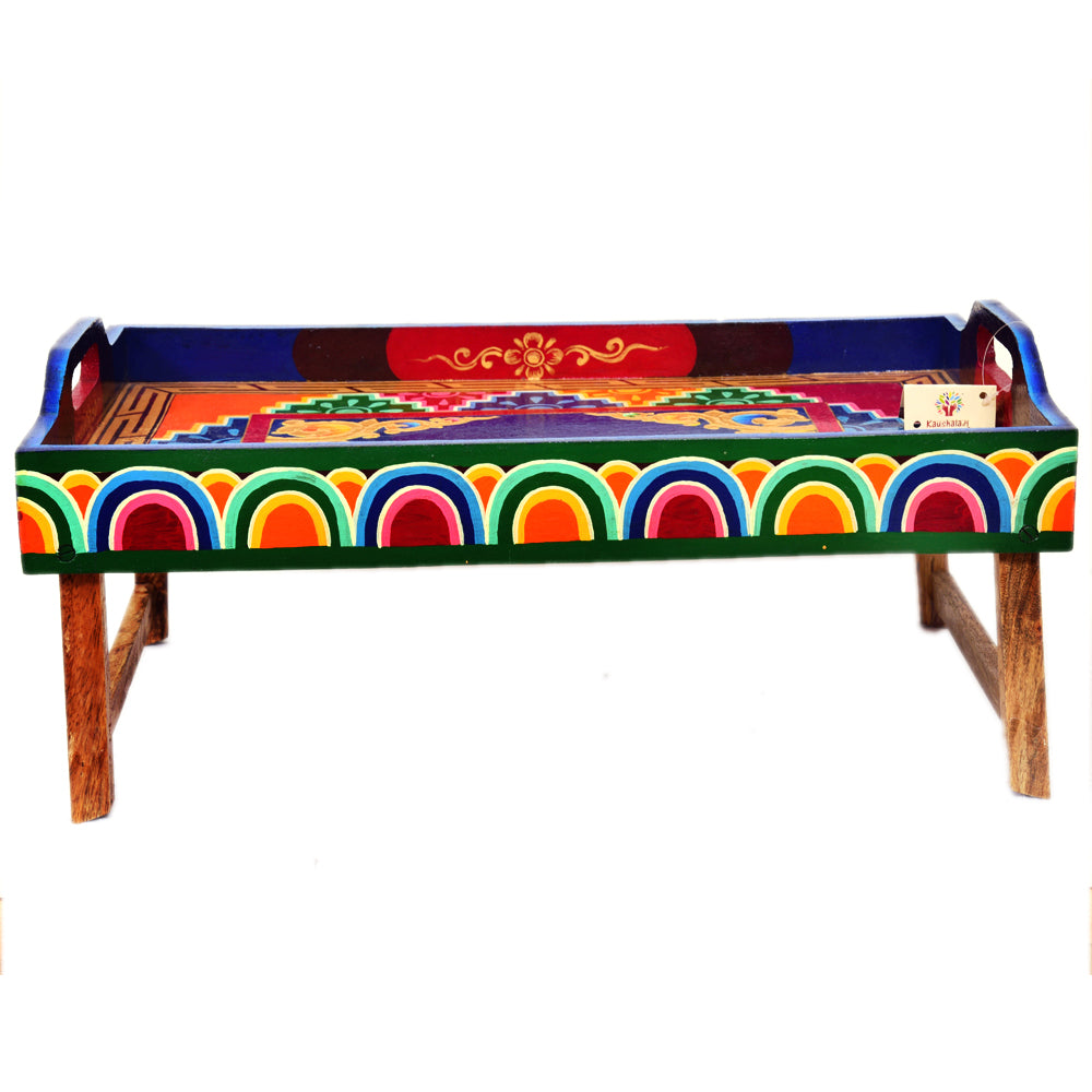 Hand Painted folding Table cum Tray - Ladakhi Art