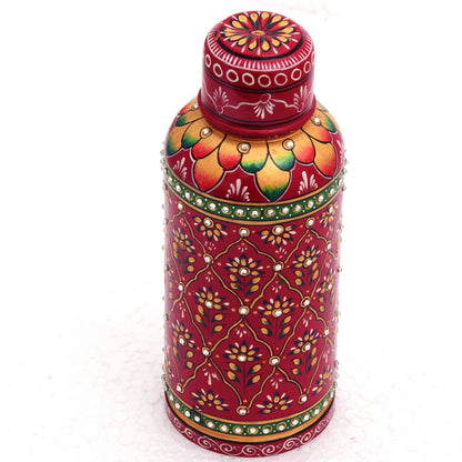 Hand Painted Copper Water Bottle- Copper with Crystals