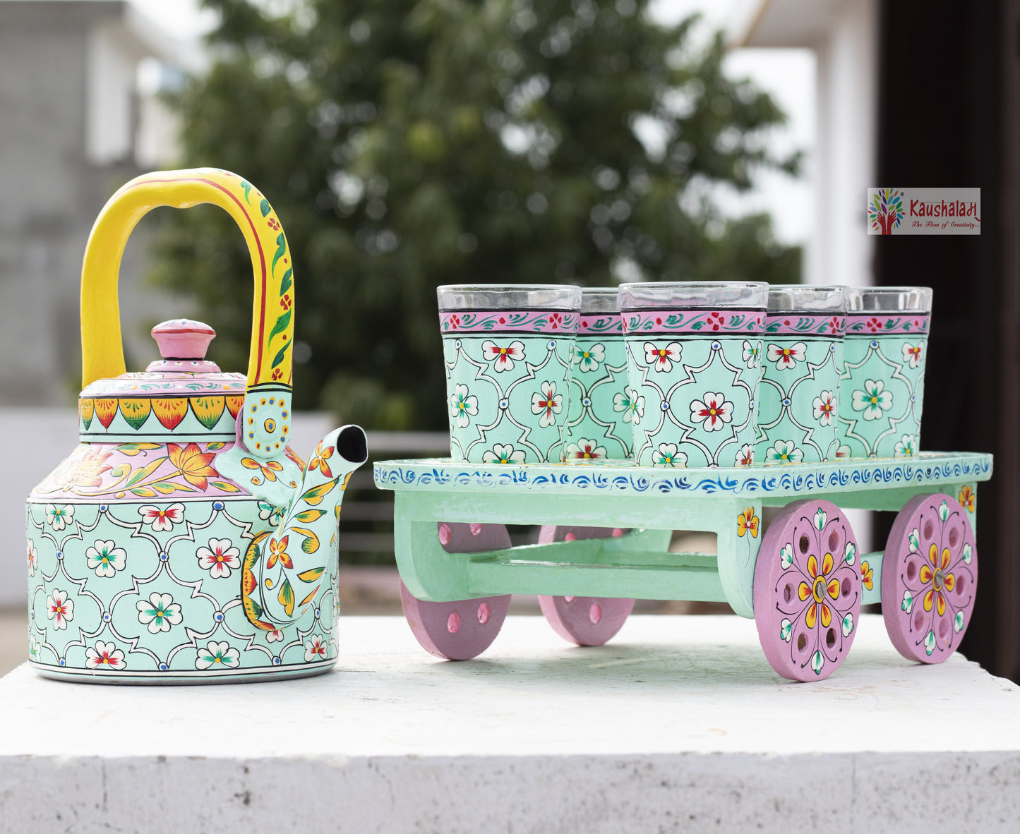 "Habibi" - Hand painted Tea set with tea trolley