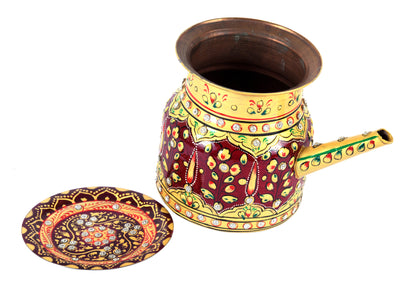 Hand Painted Copper Pitcher Small : Mughal Pattern with Crystals