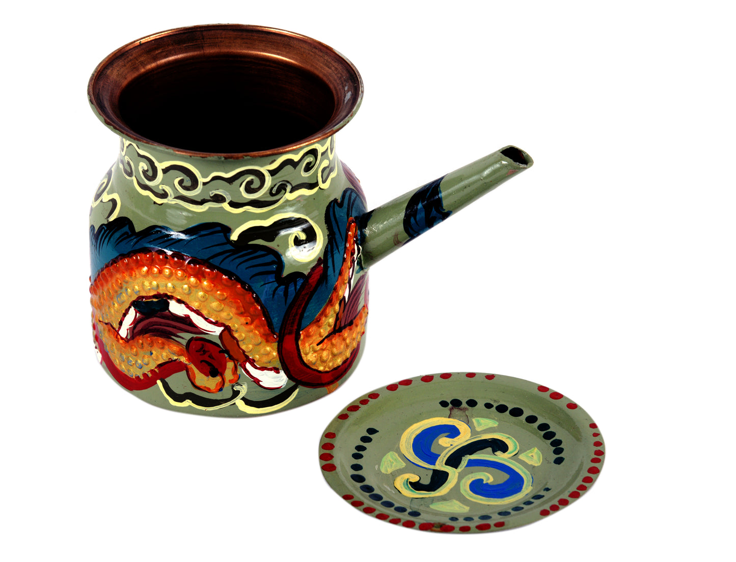 Hand Painted Copper Pitcher Small : Ladakhi Art