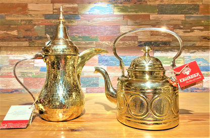 Arabic Dallah Brass Coffee pot & Tea Kettle set- Pure Brass