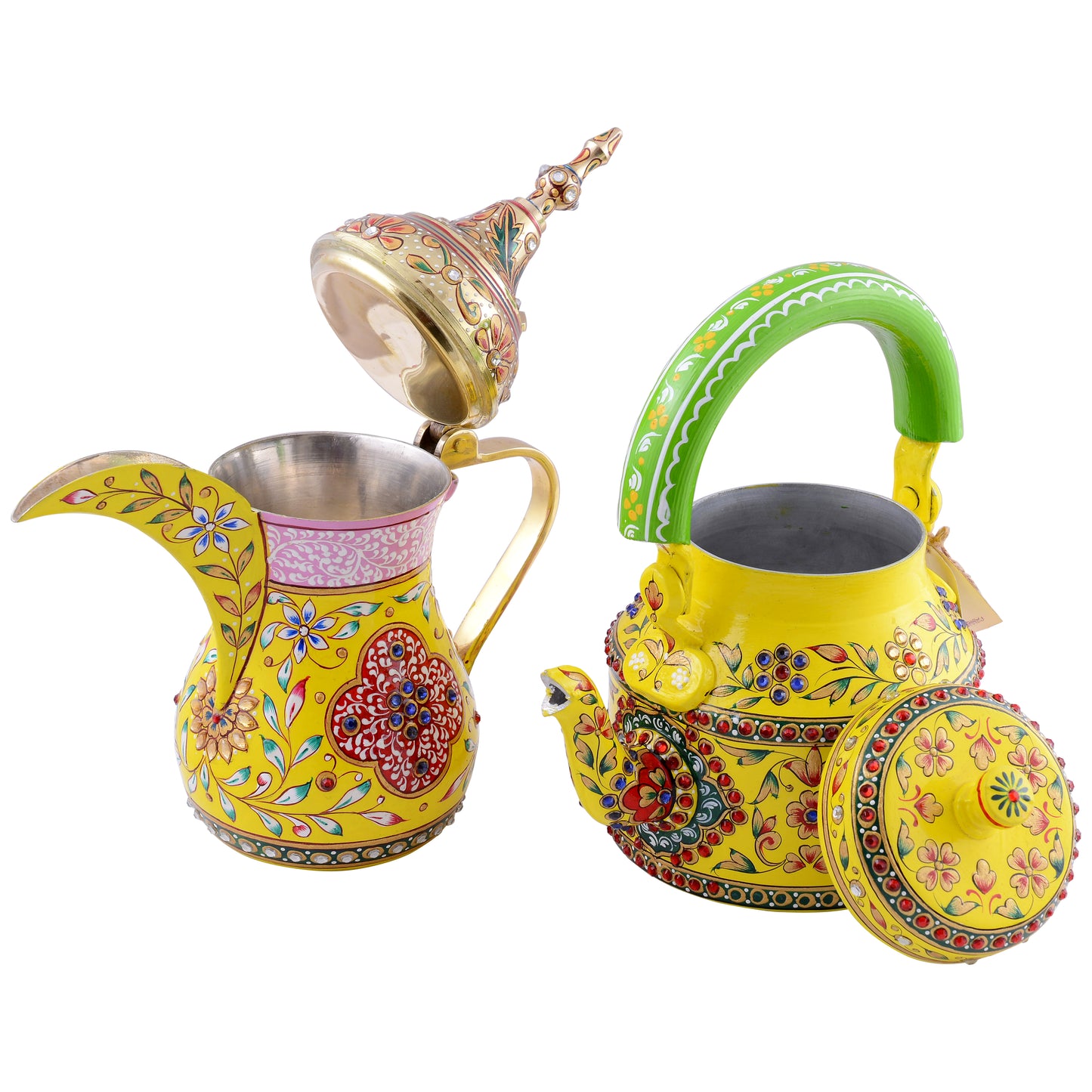 Arabic Dallah Brass Coffee pot & Tea kettle set-"Noor"