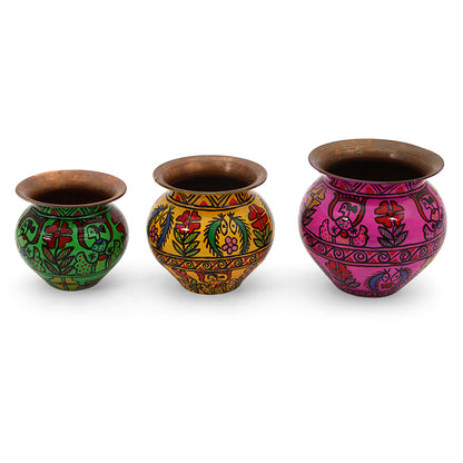 Copper Kalash Set of 3 ; Vases, Sugar Pots