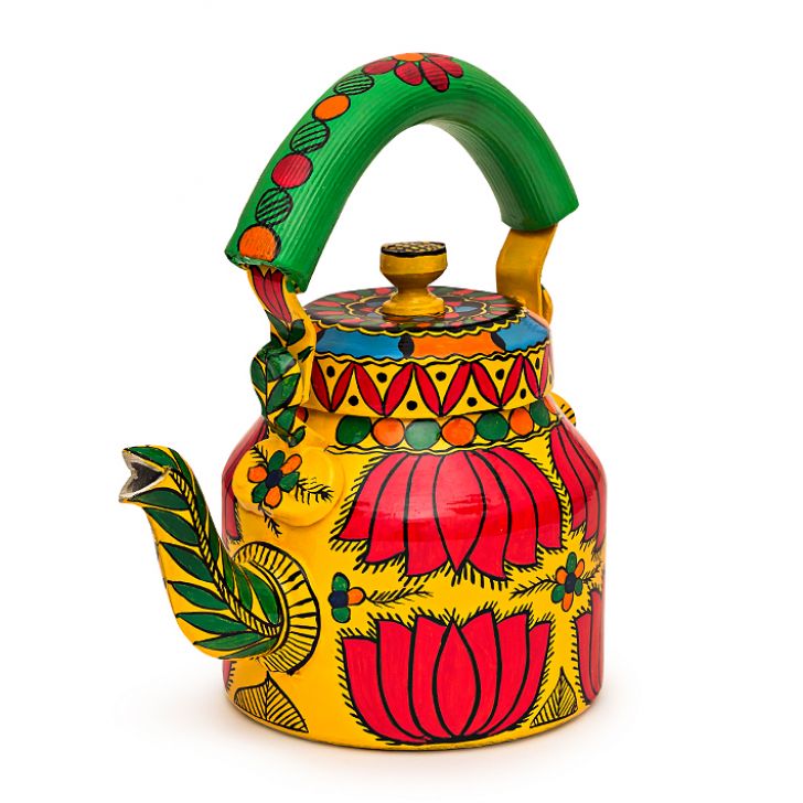 Kaushalam Hand painted tea set with tray and 6 cups: Festive Gift, Gift for Her, A prefect gift combo, Housewarming gift