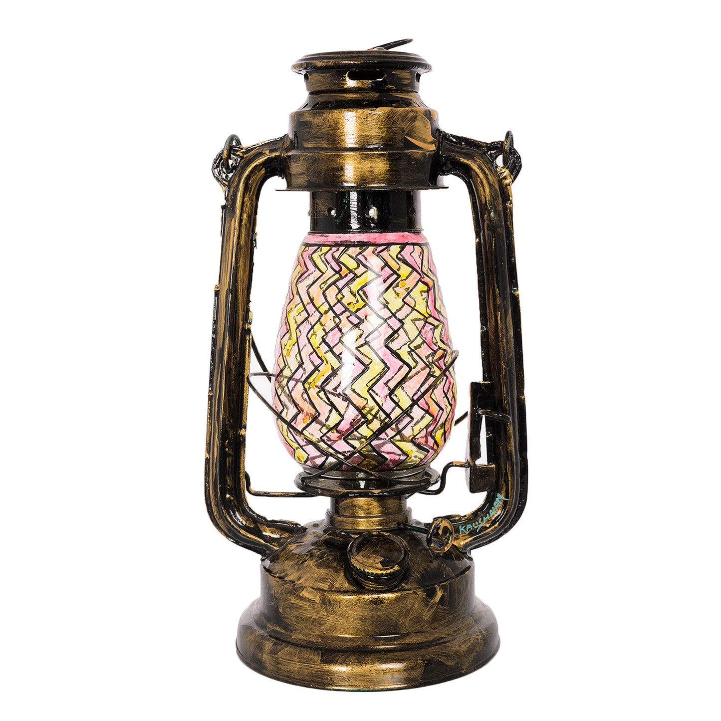 Hand Painted Hurricane Lantern:  Antiqua Black