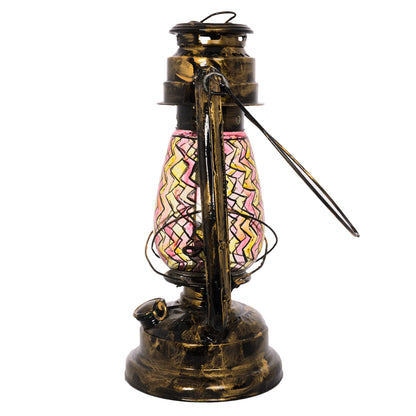 Hand Painted Hurricane Lantern:  Antiqua Black