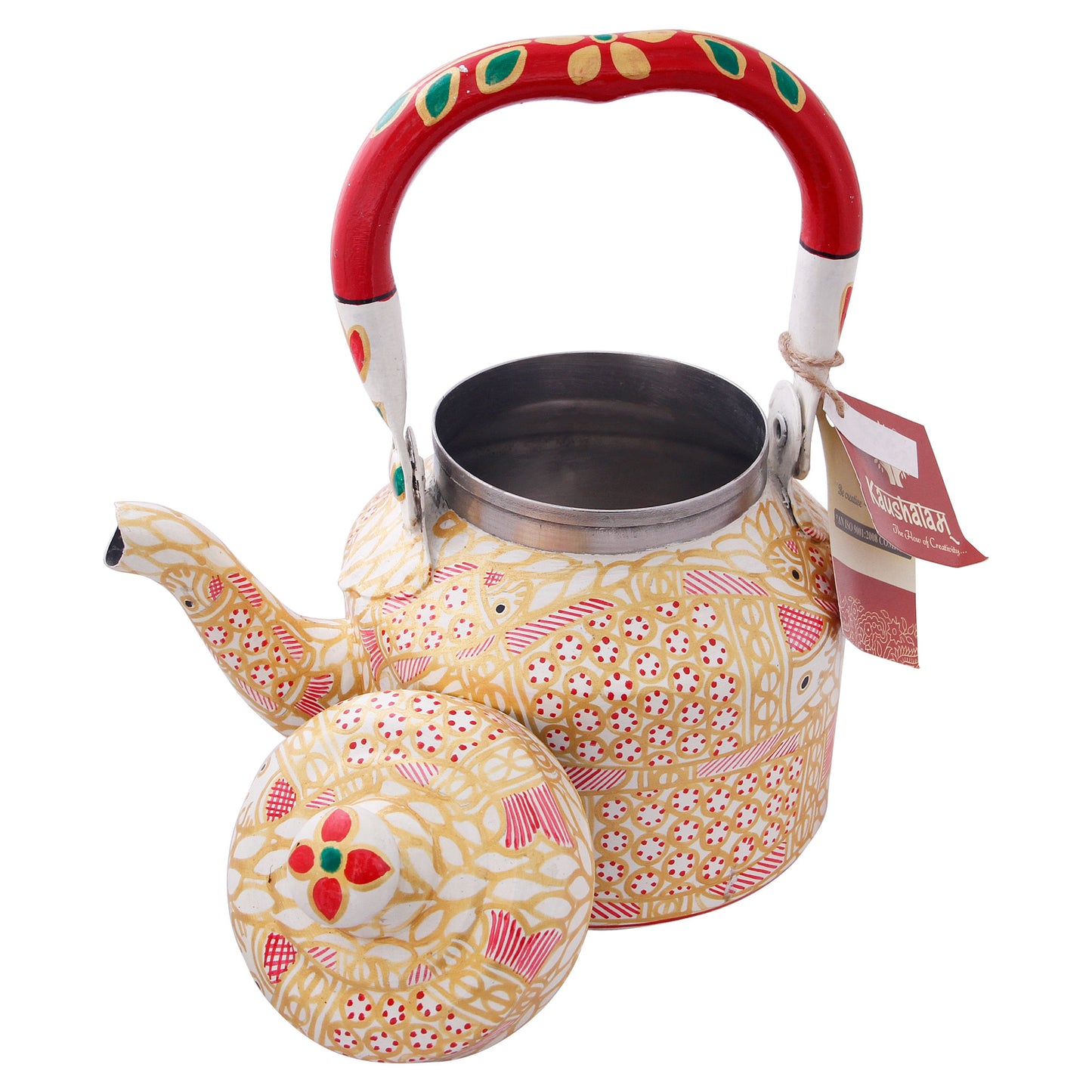 Hand Painted Tea Kettle Stainless steel 1000 ml : "FISH POND"