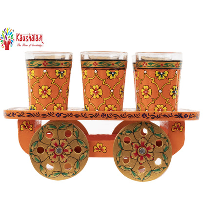 "Calista" - Hand painted Tea set with tea trolley