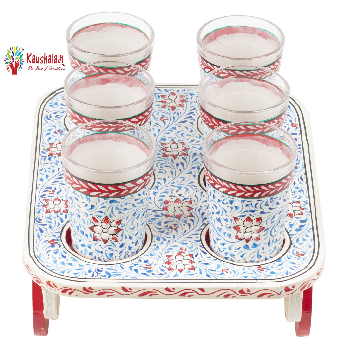 "ZURI" - Hand painted Tea set with tea trolley