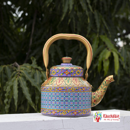 Tea Set Veri Peri - Hand Painted Tea Kettle, 6 glass & A Cart Set