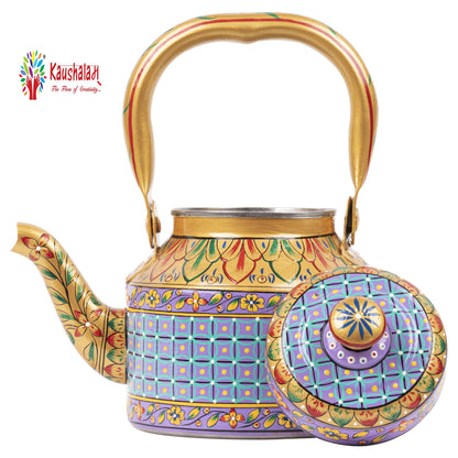 Tea Set Veri Peri - Hand Painted Tea Kettle, 6 glass & A Cart Set