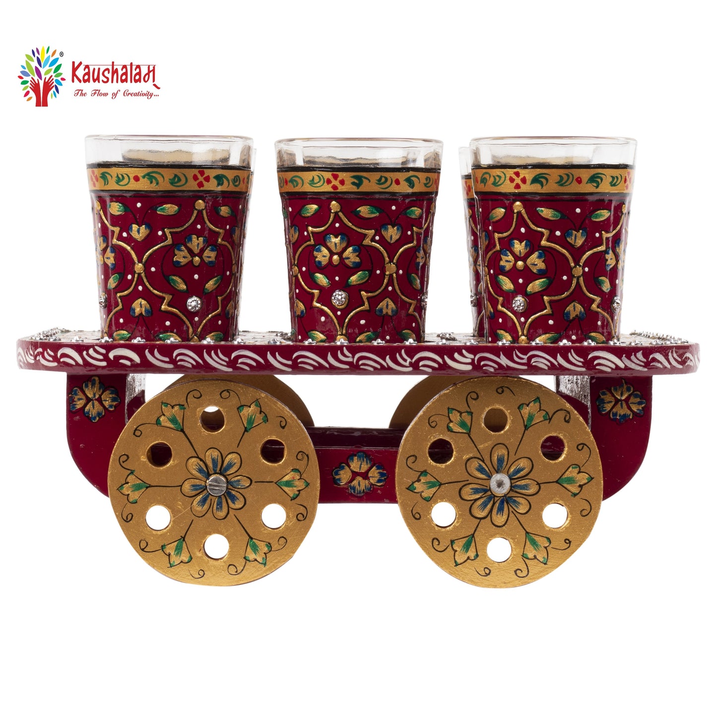 "AAFREEN" - Hand painted Tea set with tea trolley