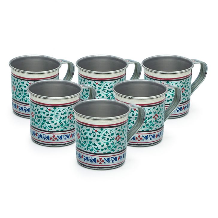 Hand Painted Tea Cup Set 6: Mughal